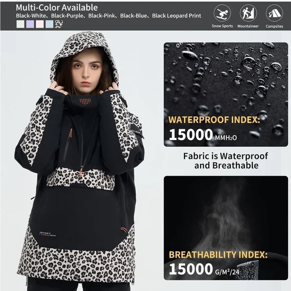 Women's Black and White Snow Jacket snowboard ski - Picture 4 of 4